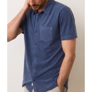 Marine Layer XXL Mens Vintage Heavy Slub Button Up Short Sleeve Shirt Blue NWOT